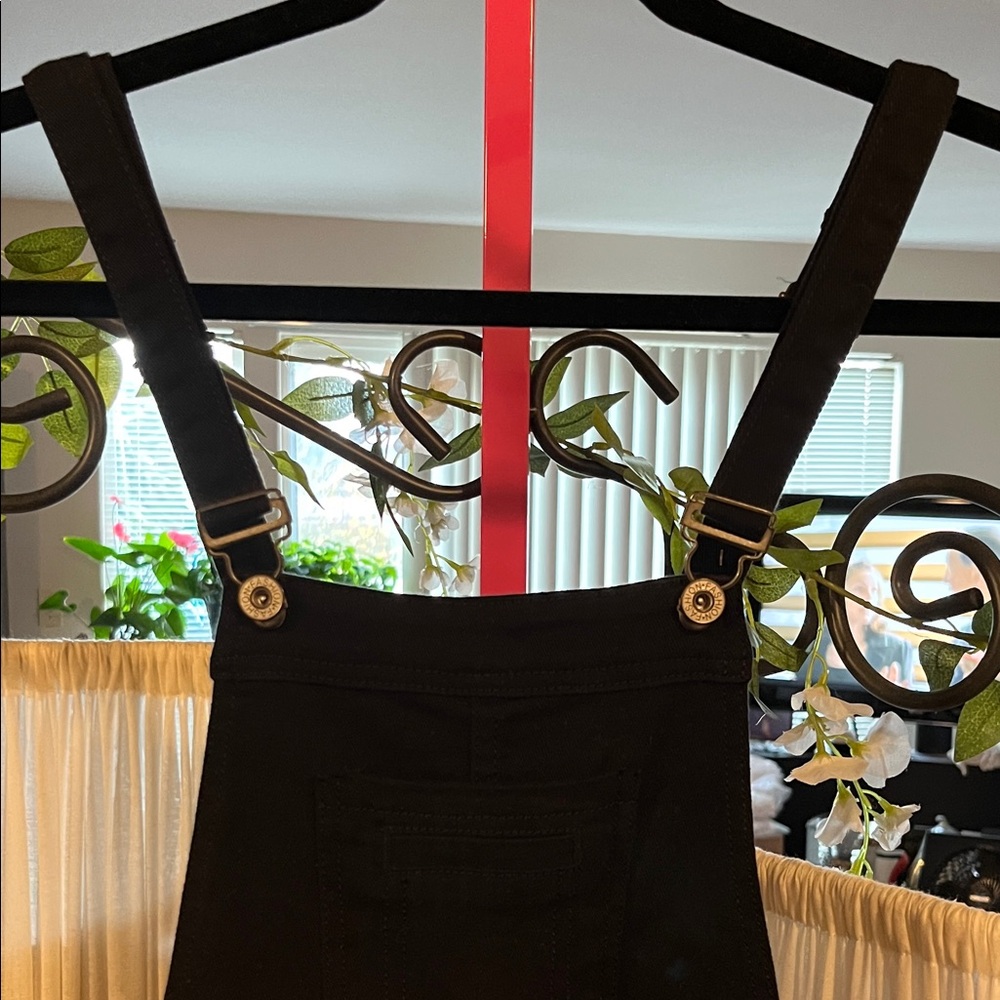 Fashion Brand Black Jumpsuit with Silver Accents Distressed